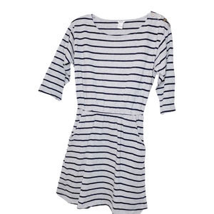 Forever 21 Striped 3/4 Sleeve Dress With Pockets Small